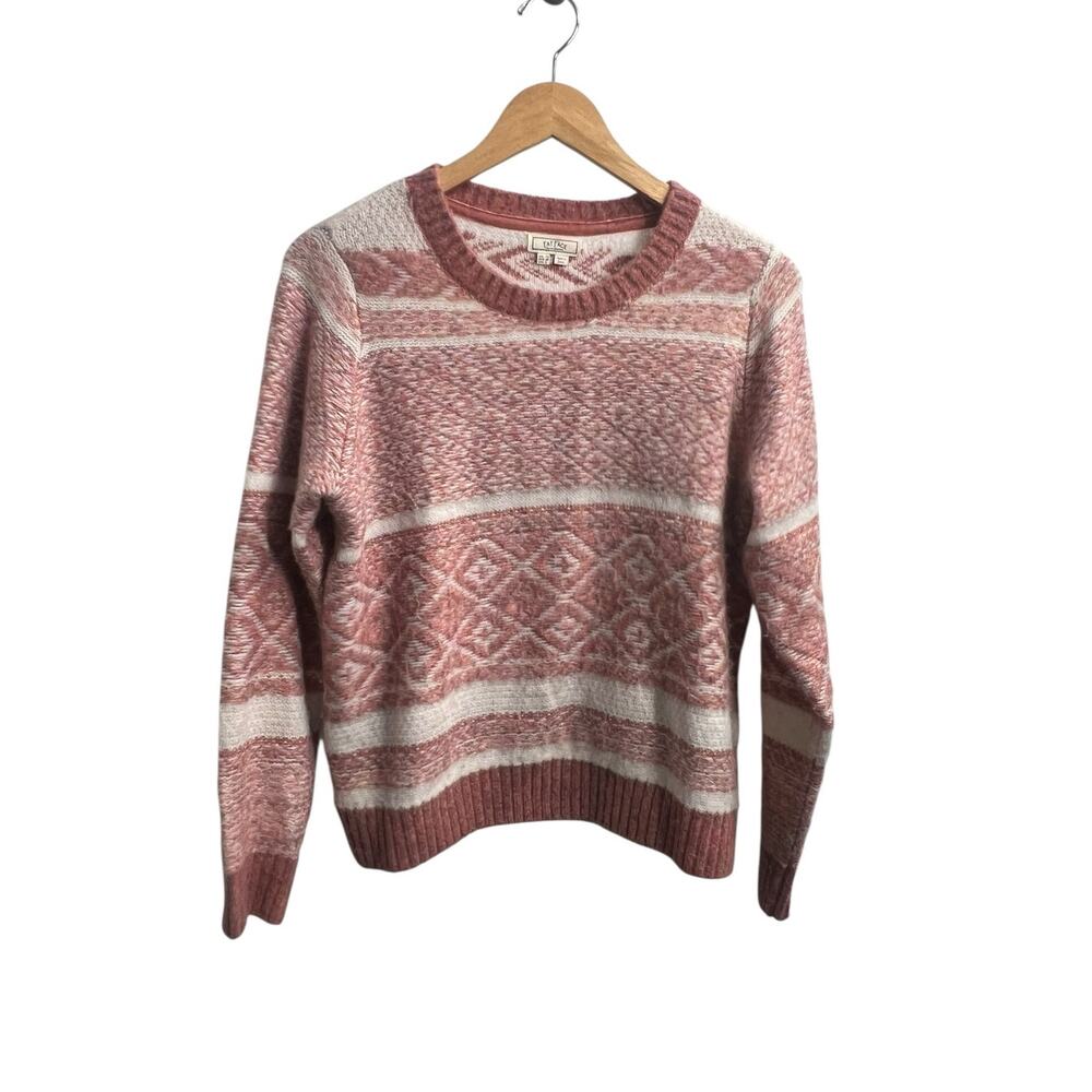 Fat Face Josie Alpaca Blend Crew Neck Sweater Blush Pink & Cream Size 6 (Medium)